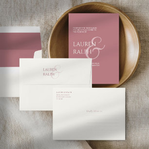 Lined Ivory & Dusty Pink Wedding Invitation Envelope