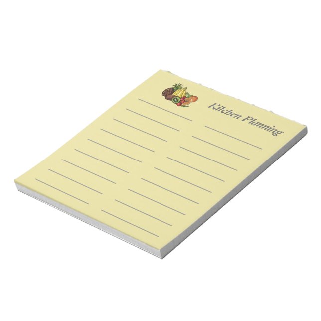 Lined Kitchen Planner Template Notepad soft yellow (Rotated)