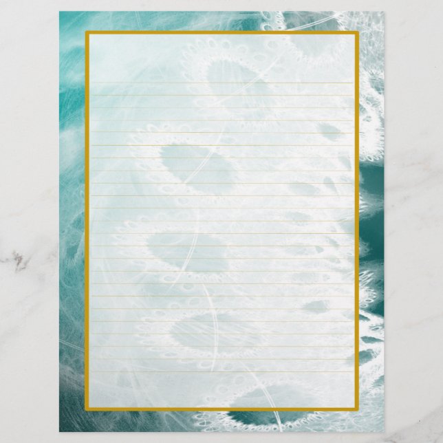 Lined Letterhead - White Lace on Metallic Teal (Front)