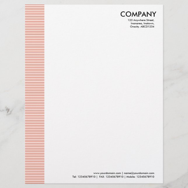 Lined Margin - Brick Red Personalised Letterhead (Front)