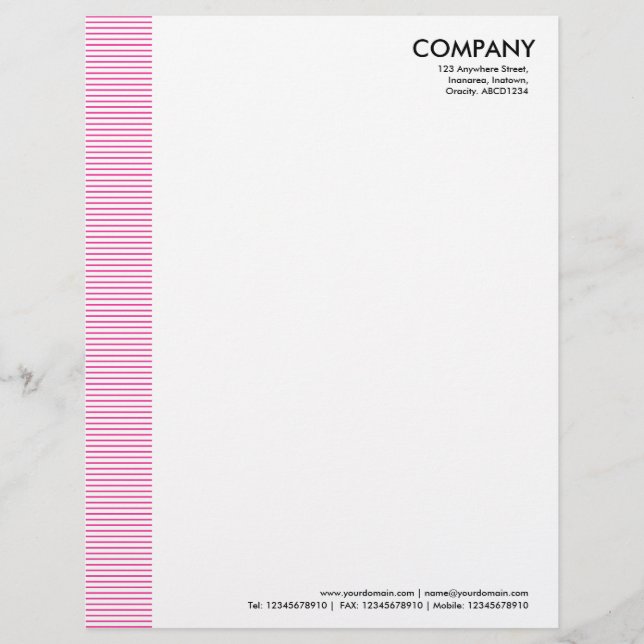 Lined Margin - Hot Pink Customized Letterhead (Front)