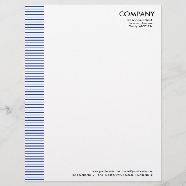 Lined Margin - Navy Blue Personalized Letterhead (Front)
