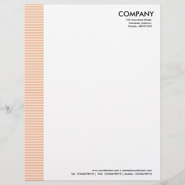 Lined Margin - Orange Customised Letterhead (Front)