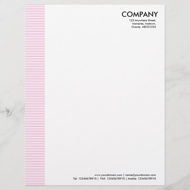 Lined Margin - Pink Custom Letterhead (Front)