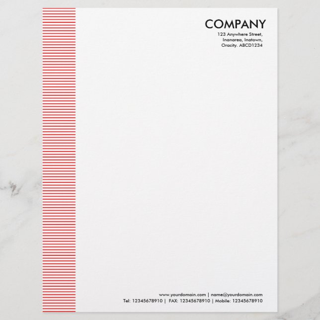 Lined Margin - Red Letterhead (Front)