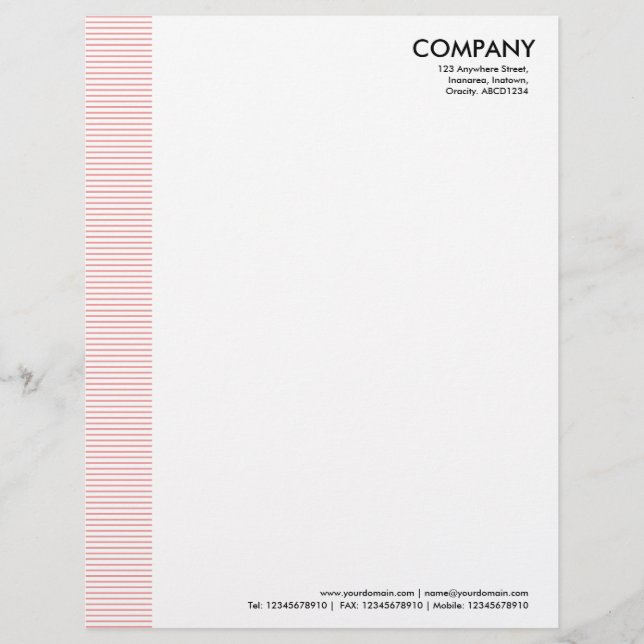 Lined Margin - Soft Pink Custom Letterhead (Front)