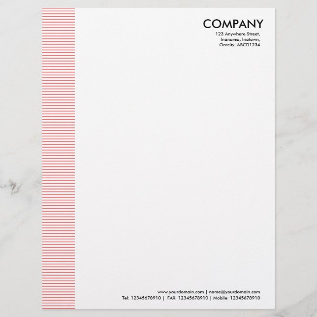 Lined Margin - Tropical Pink Letterhead Template (Front)
