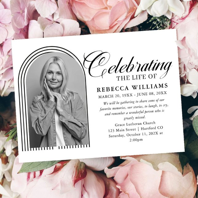 Lined Minimal Calligraphy Celebration of Life  Invitation (Creator Uploaded)