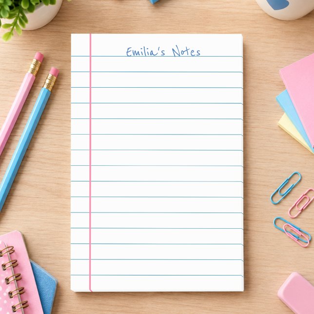 Lined Notebook Paper Customisable Handwritten Name Post-it Notes (Creator Uploaded)