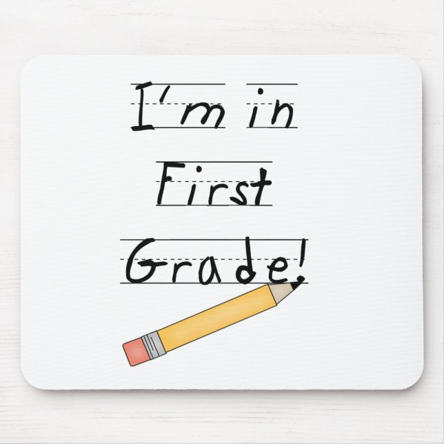 Lined Paper and Pencil First Grade Mouse Pad (Front)