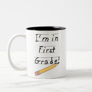 Lined Paper and Pencil First Grade Two-Tone Coffee Mug