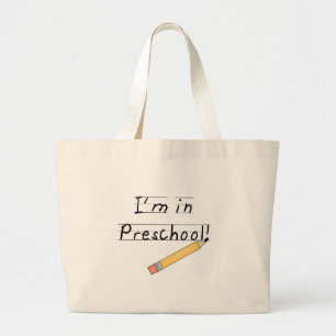 Lined Paper and Pencil Preschool Large Tote Bag