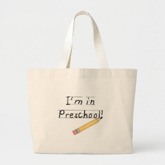 Lined Paper and Pencil Preschool Large Tote Bag