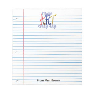 Lined paper Art teacher notepad