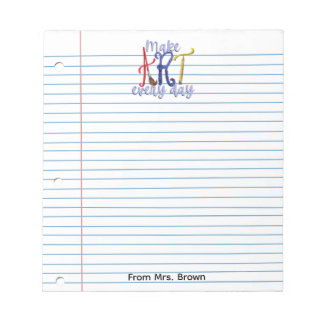 Lined paper Art teacher notepad