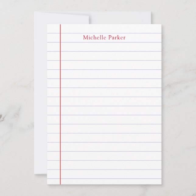Lined Paper Professional Plain Minimalist Modern Card (Front)