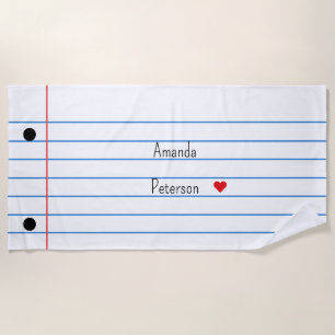 Lined Paper Sheet Notebook Beach Towel