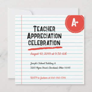 Lined Paper Teacher Appreciation Save The Date