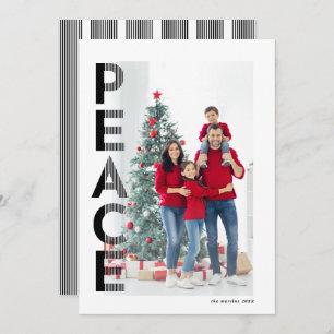 Lined Peace Holiday photo card in Black