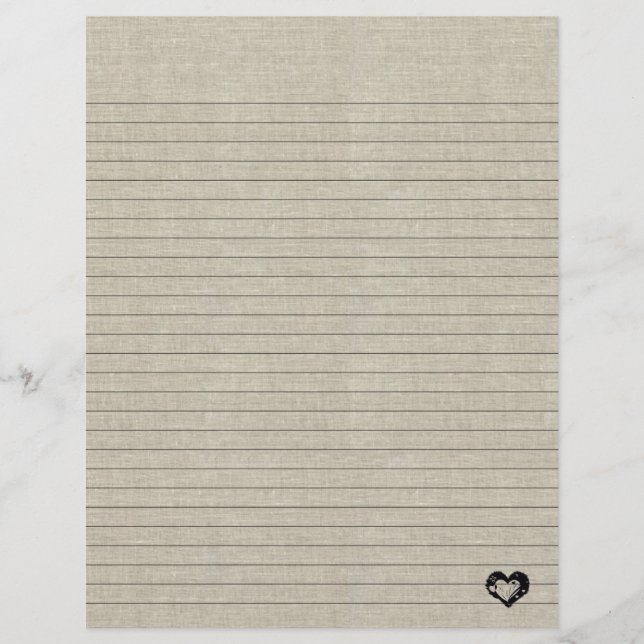 Lined Recipe Insert Pages Linen Look (Front)