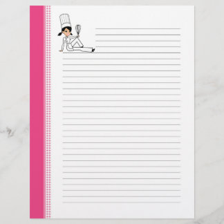 LIned Recipe Letter Pages with Chef Art