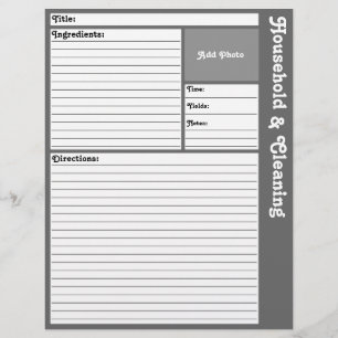 Lined Recipe Pages (Grey)