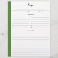 Lined Recipe Pages in letter format | Tropical