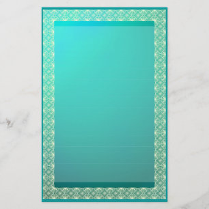 Lined Ribbon Lace on Teal Metallic Stationery