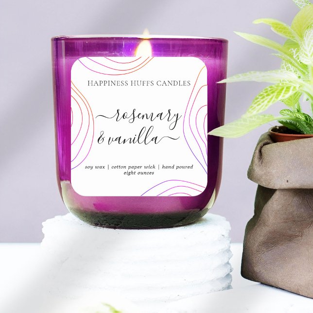 Lined Script Candle Label Square Sticker (Creator Uploaded)