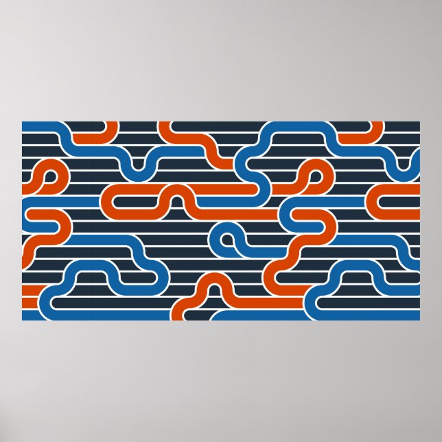 Lined seamless vintage pattern with twisted lines, poster (Front)