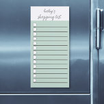 Lined Shopping List Sage Green Checkbox Magnetic Notepad<br><div class="desc">Babies need lots of stuff. Makes a useful baby shower gift for the new mom..</div>