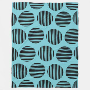 Lined Spots 190917 - Black on Robin Egg Blue Fleece Blanket