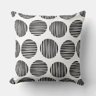 Lined Spots 190917 - Black on White Cushion