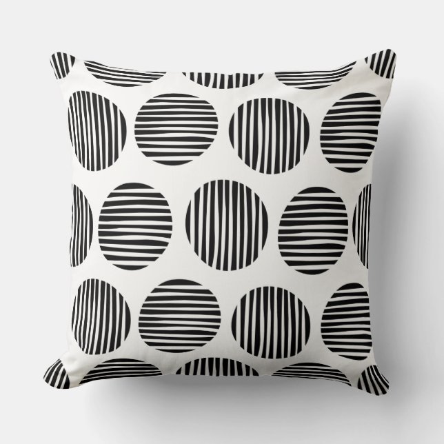 Lined Spots 190917 - Black on White Cushion (Front)