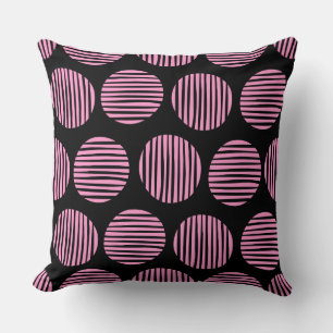 Lined Spots 190917 - Pink and Black Cushion