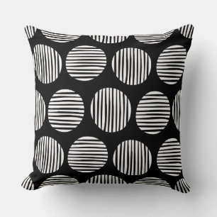 Lined Spots 190917 - White on Black Cushion