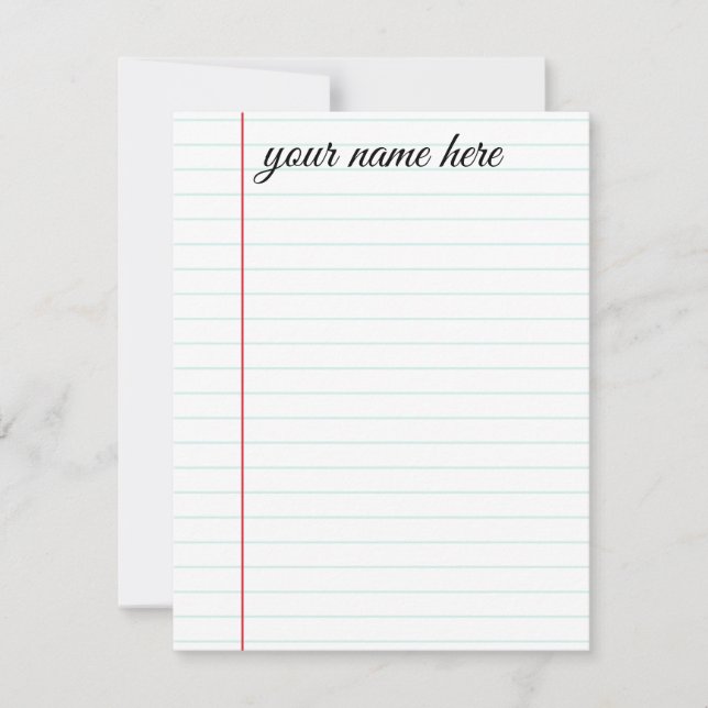 Lined Stationery Notecards Personalised (Front)