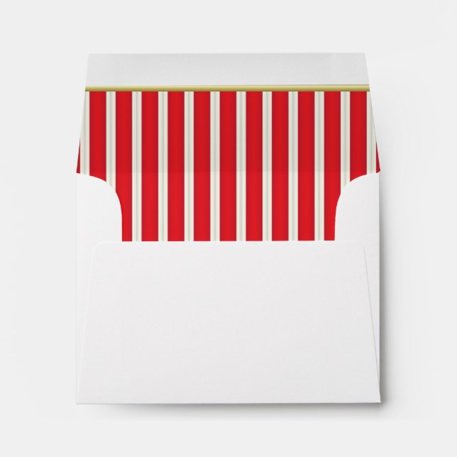 Lined Stripes in a Bright Deep Red & White Envelope (Back (Bottom))