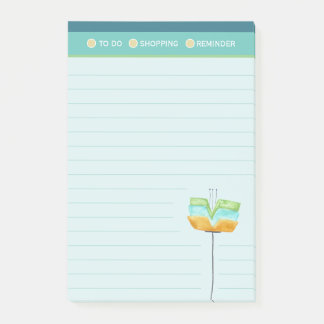 Lined Stylish Modern Flower Shopping List Post-it Notes