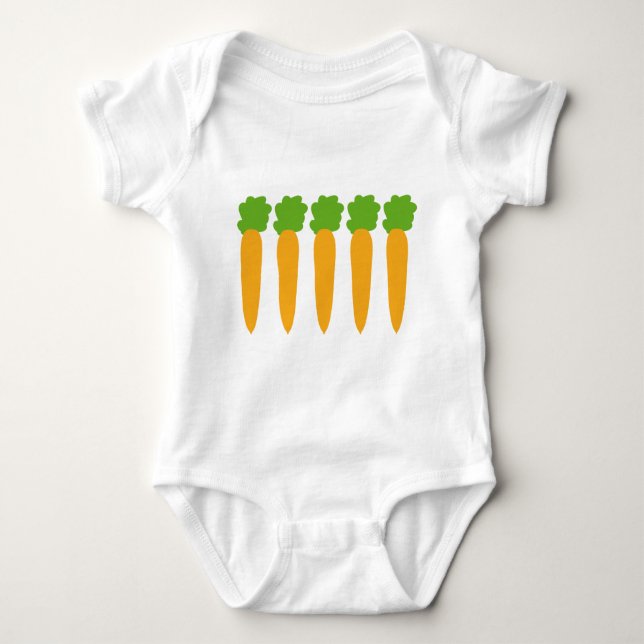 lined up carrots baby bodysuit (Front)