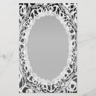 Lined White Lace Damask II p2 Stationery Pages