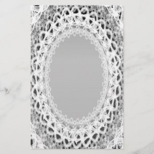 Lined White Lace Damask III p2 Stationery Pages