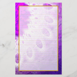 Lined White Lace on Purple Texture Stationery