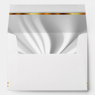 Lined White Satin & Gold Bars Acccents Envelopes