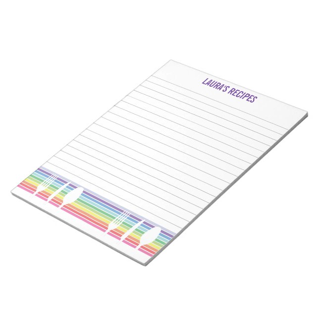 Lined Writing Recipe Pages Personalised Pad (Angled)