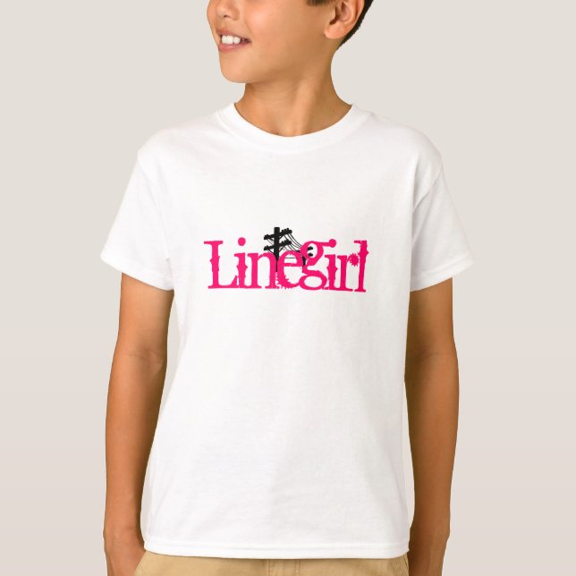 Linegirl Basic White Tee-Pink T-Shirt (Front)
