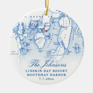 Linekin Bay Resort Map Newlywed First Christmas  Ceramic Tree Decoration