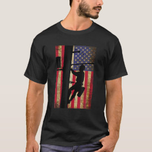 Lineman American Flag Electric Cable Lineman Gif T-Shirt