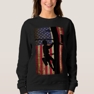 Lineman American Flag Electric Cable Lineman Gift Sweatshirt