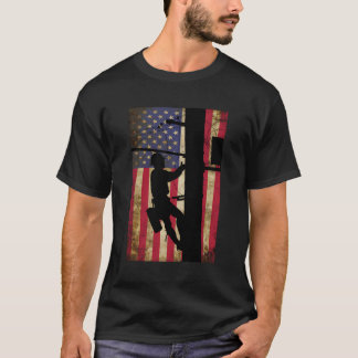 Lineman American Flag Electric Cable Lineman Gift T-Shirt